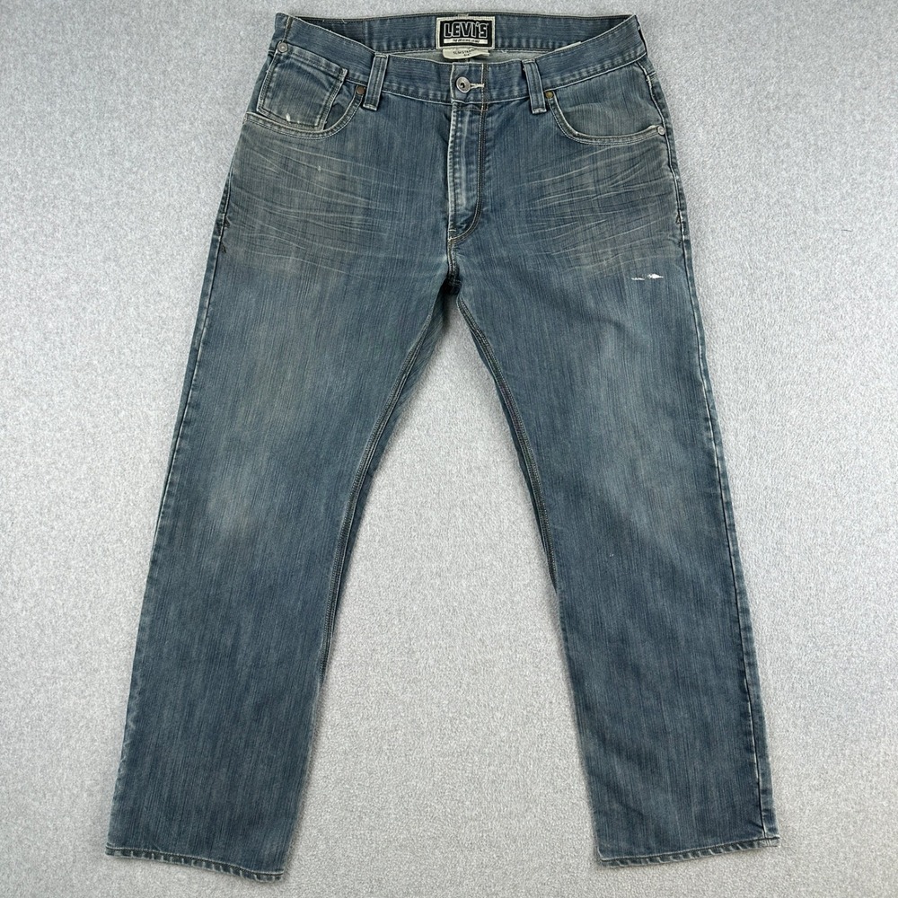 Levi's 514 Jeans Mens W36 L30 Blue Slim Straight Denim Pant Whisker Flap Pockets